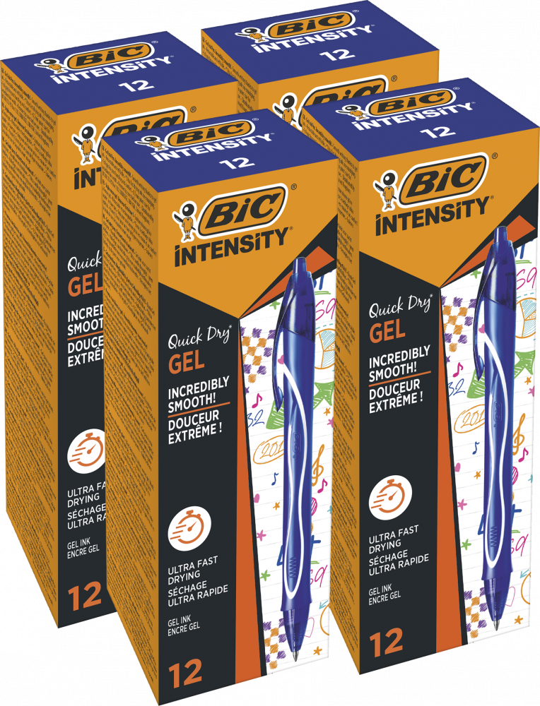 4x Długopis żelowy Bic Gel-ocity Quick Dry, 0.7mm, 12 sztuk, niebieski