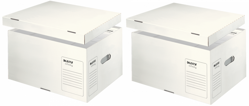 2x pudło archiwizacyjne Leitz Infinity, rozmiar L (350x265x420mm), biały