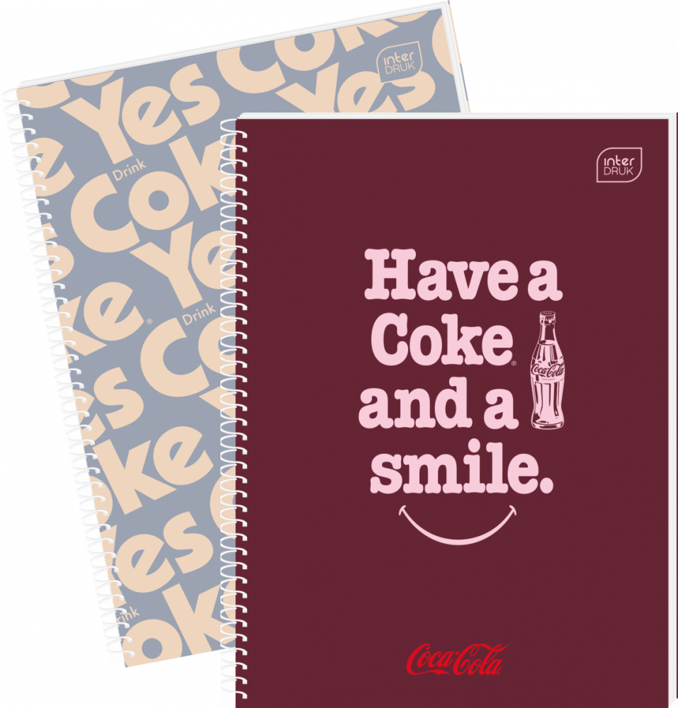2x Kołozeszyt Interdruk Coca Cola, A4, w kratkę, 100 kartek, mix wzorów