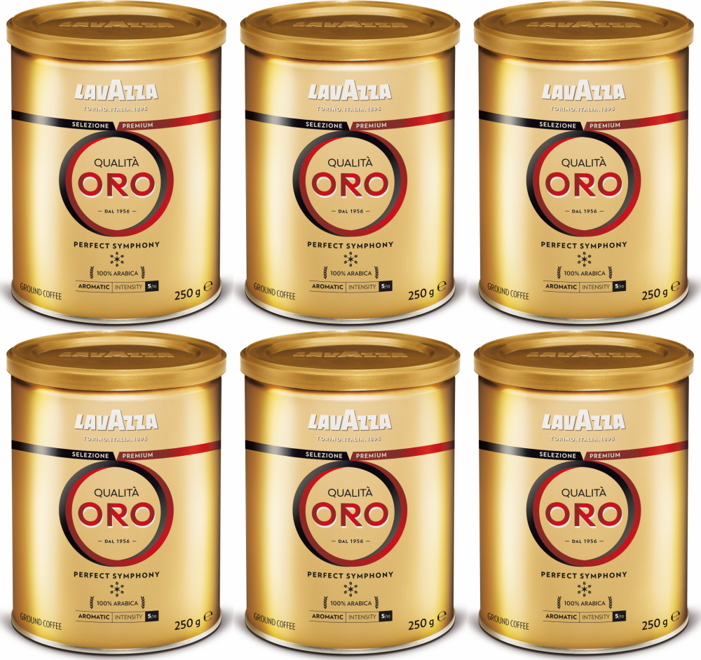 6x Kawa mielona Lavazza Qualita Oro, puszka, 250g
