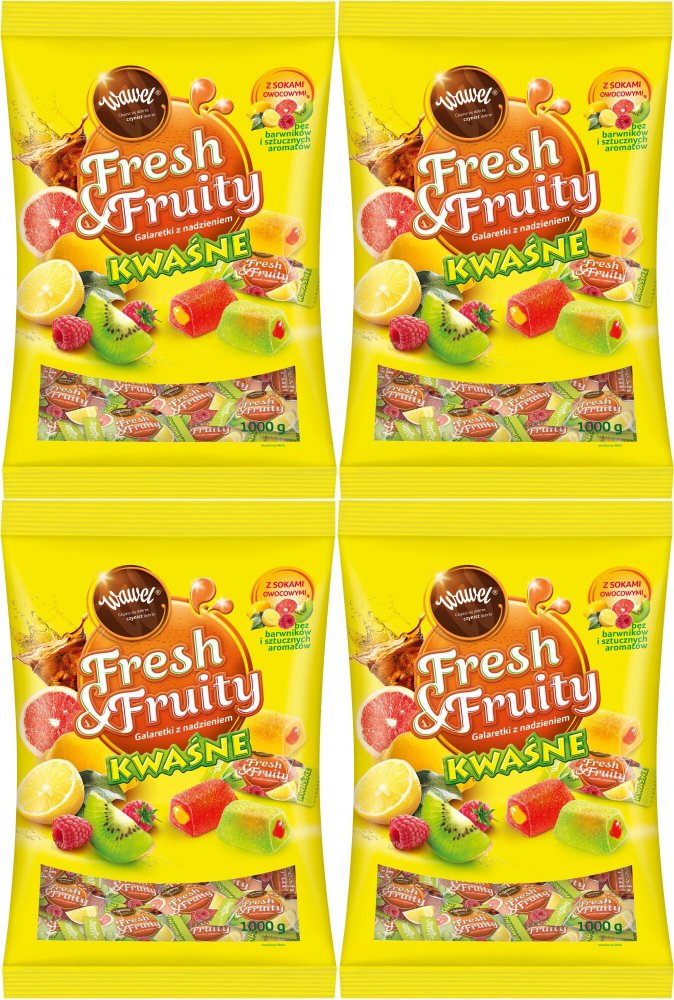 4x Galaretki Wawel Fresh&Fruity, kwaśne, 1kg