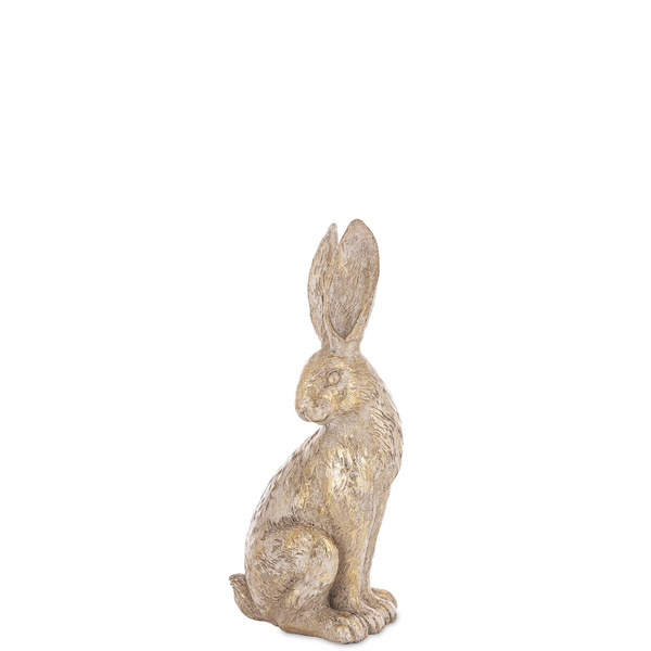 Figurka Królik złoty szczotkowany siedzący głowa odwrócona 20cm