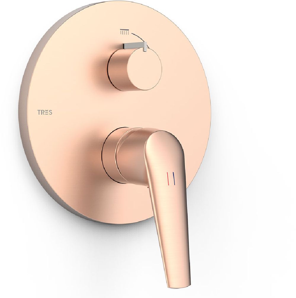 Tres Selection bateria wannowo-prysznicowa podtynkowa różowe złoto szczotkowane 28128110OPM