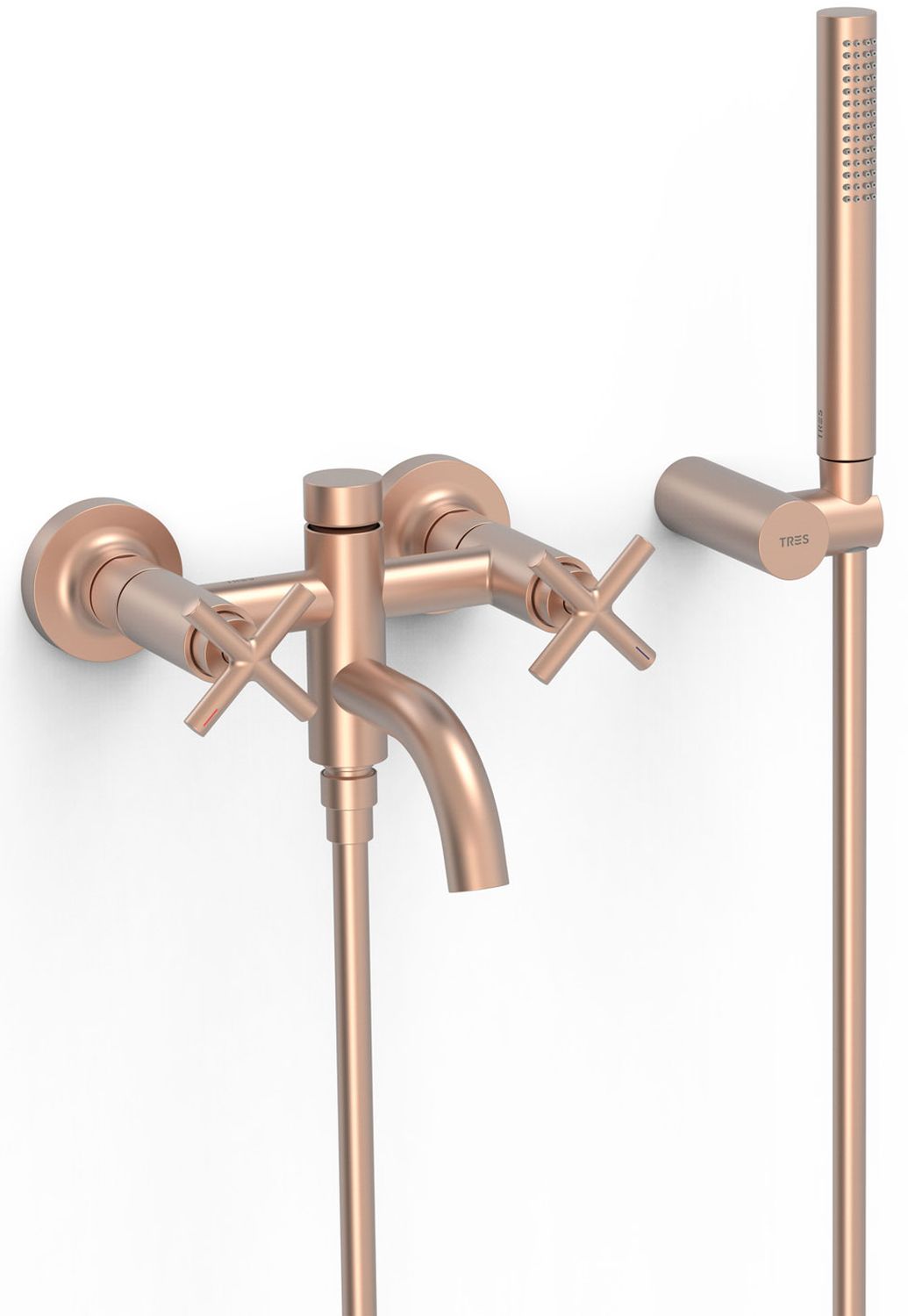 Tres Mont Blanc bateria wannowo-prysznicowa ścienna różowy złoty mat 28317601OPM