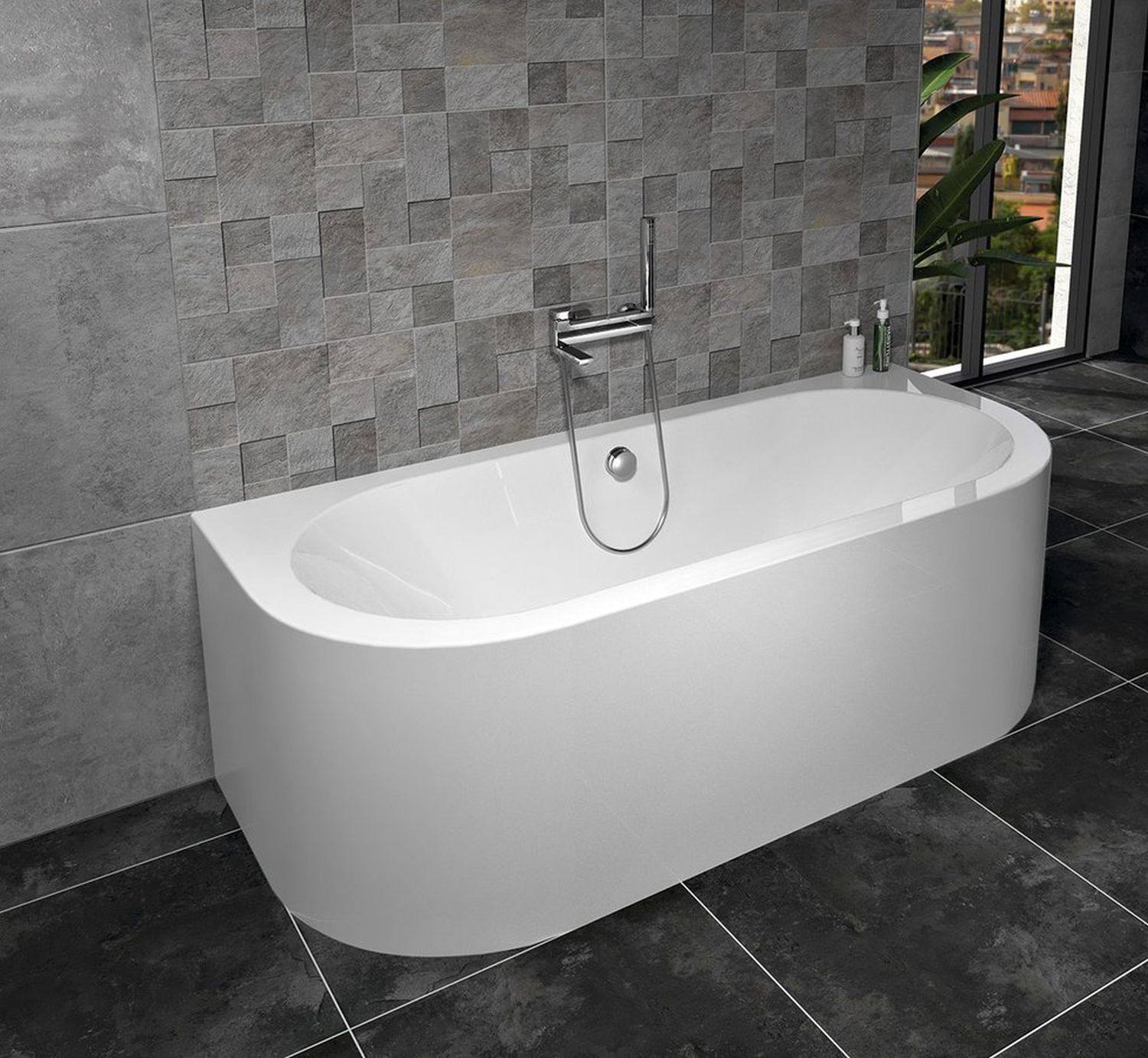 Polysan Viva D Monolith wanna wolnostojąca 170x75 cm przyścienna biała 89119M