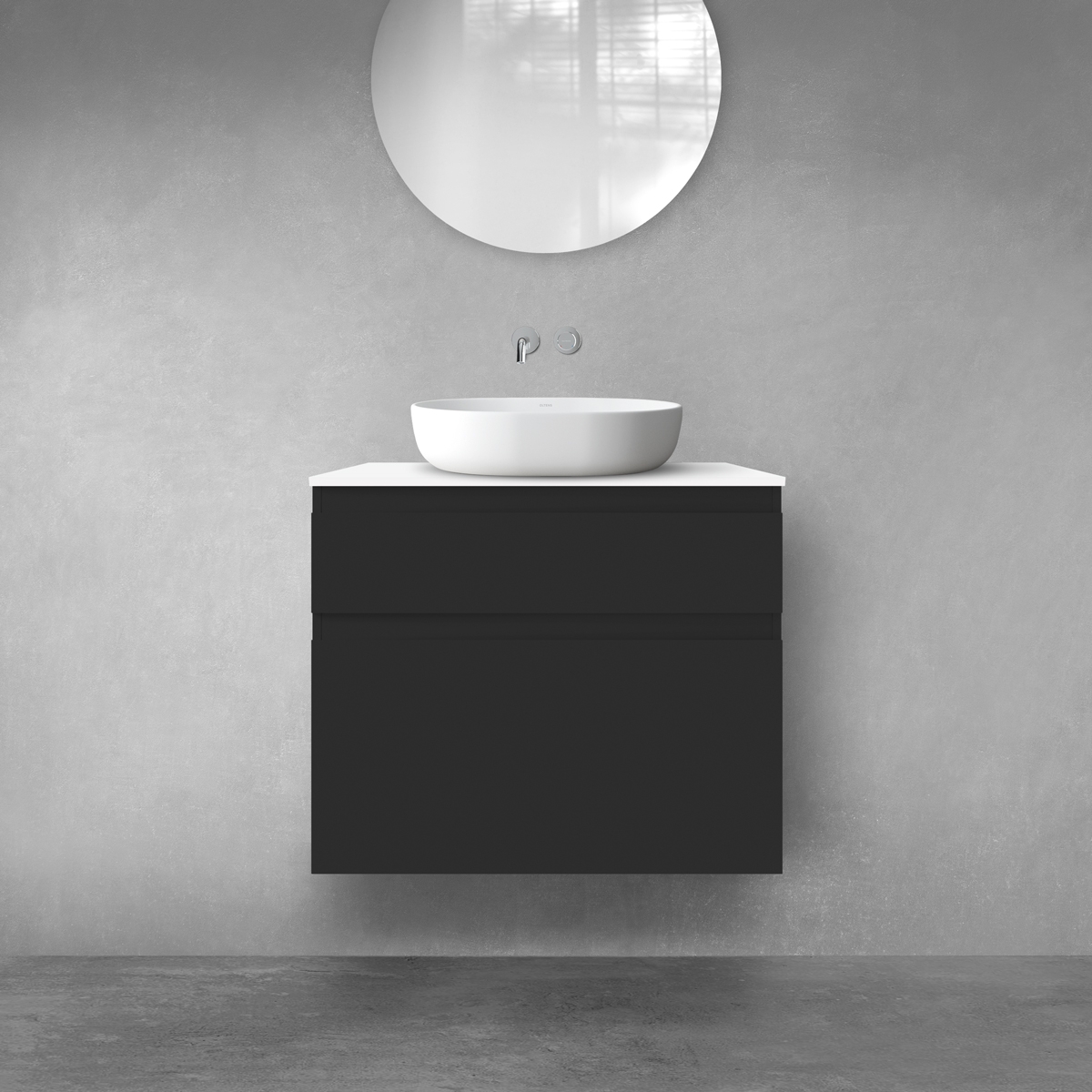 Oltens Vernal zestaw mebli łazienkowych 80 cm z blatem czarny mat/biały połysk 68227300 - Wysyłka w 24h