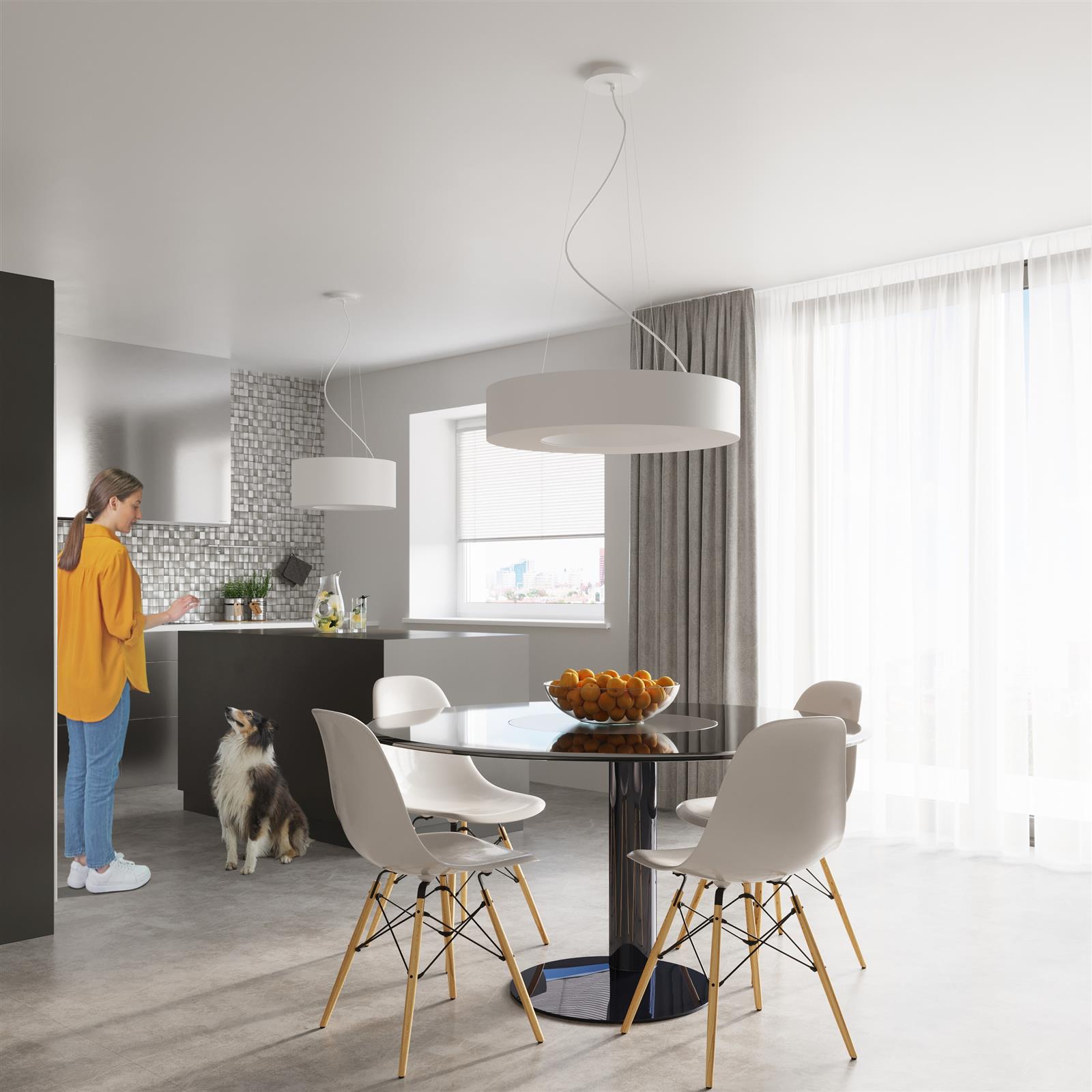 Sollux Lighting Saturno Slim lampa wisząca 6x60W biała SL.0753