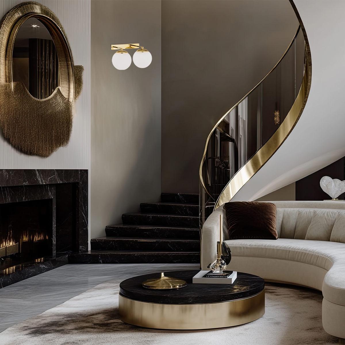 Argon Satelite Plus kinkiet 2x15W mosiądz/opal mat 1052