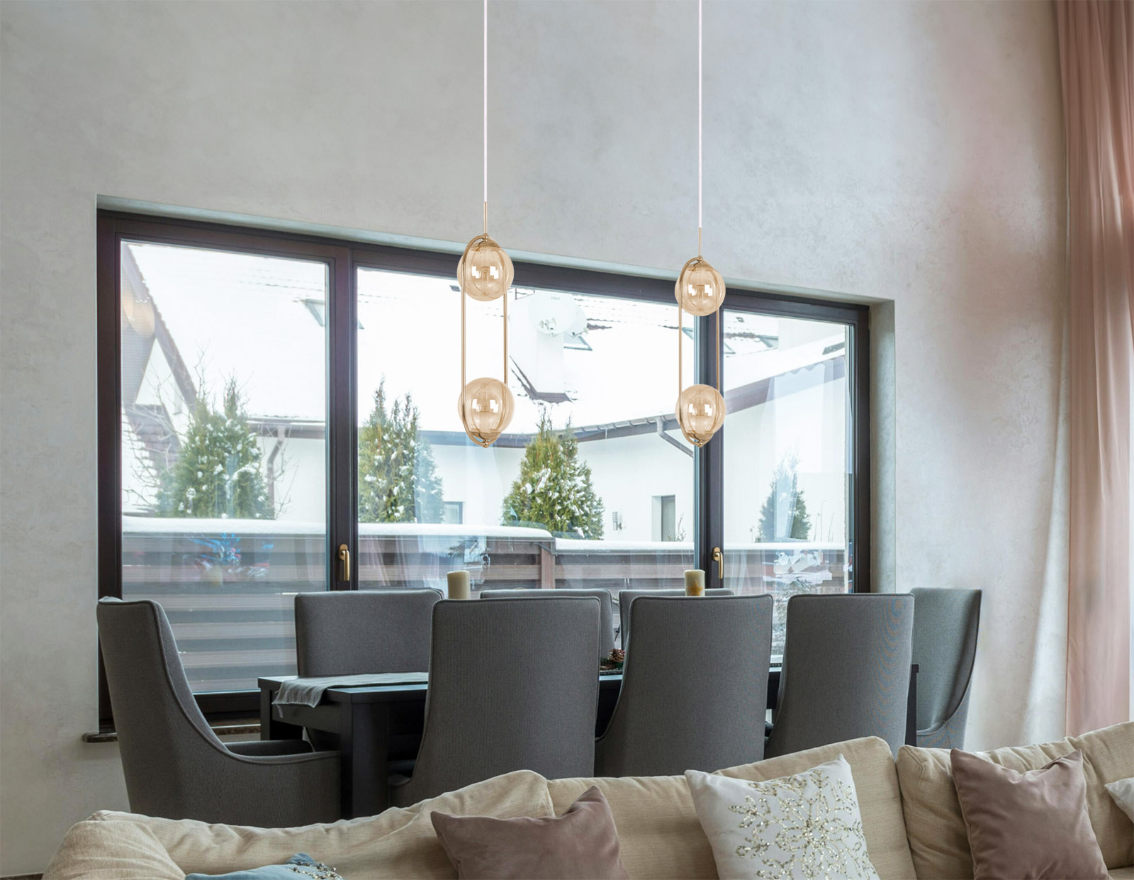 Kaja Sven lampa wisząca 2x10 W złota-bursztynowa K-5397