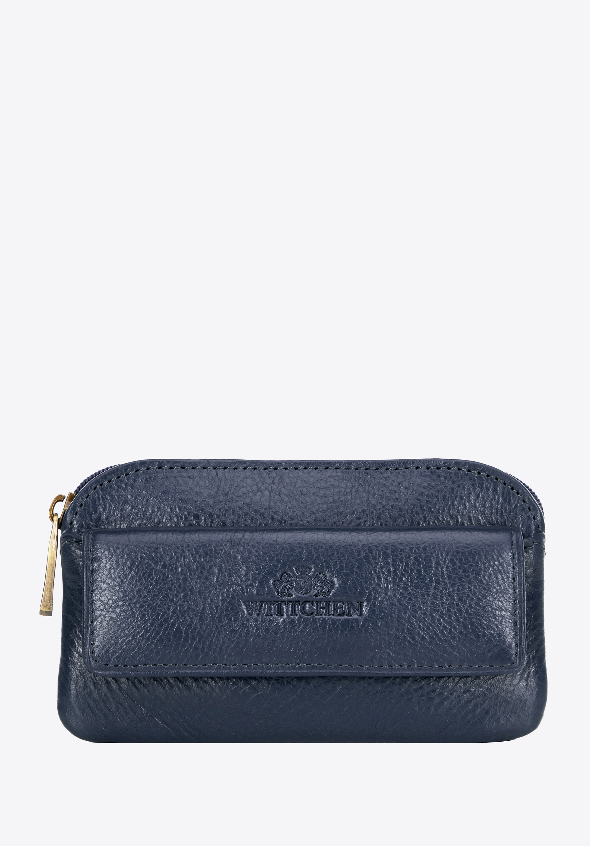 Etui na klucze skórzane z logo granatowe