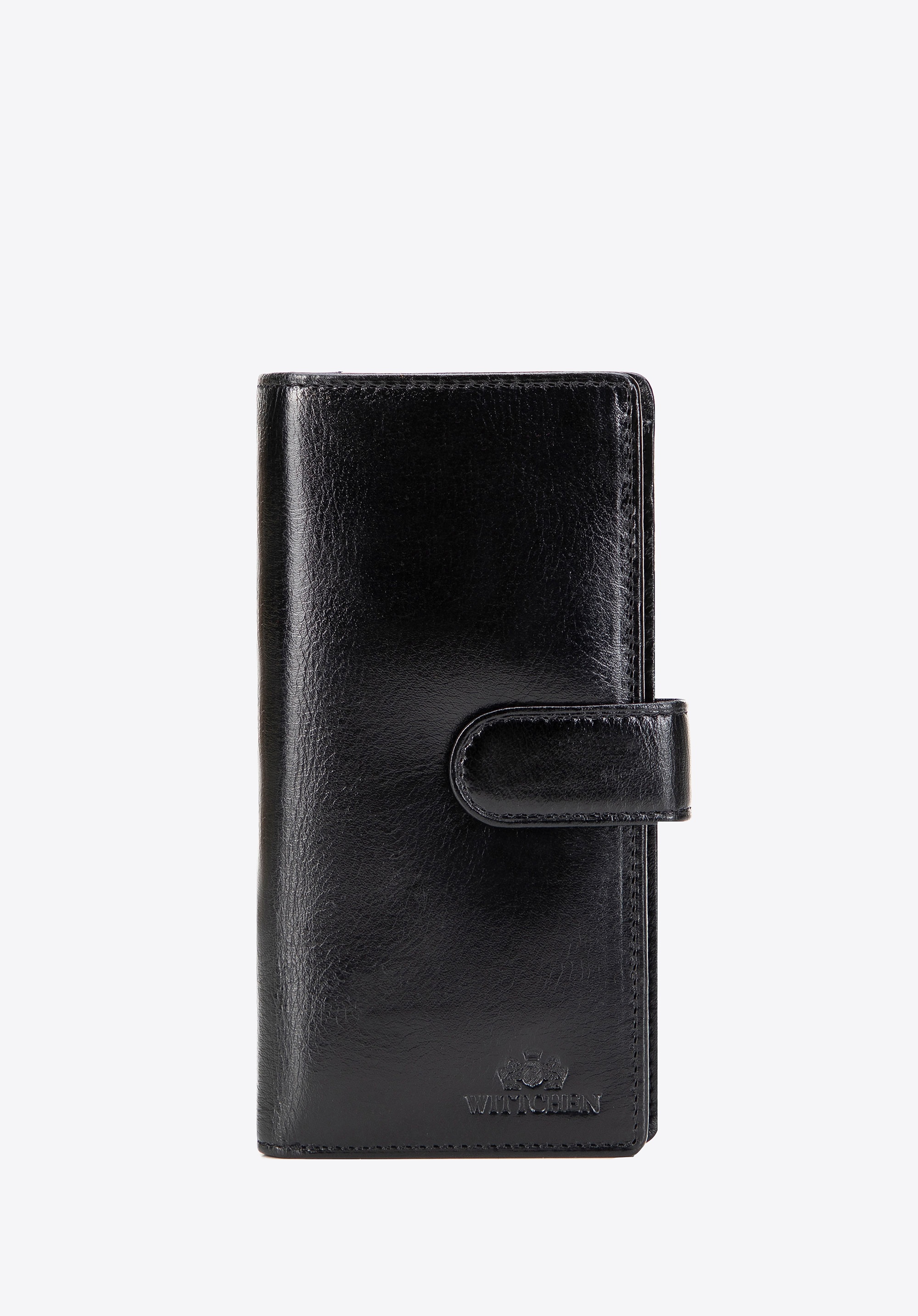 Damski portfel ze skóry naturalnej pionowy czarny