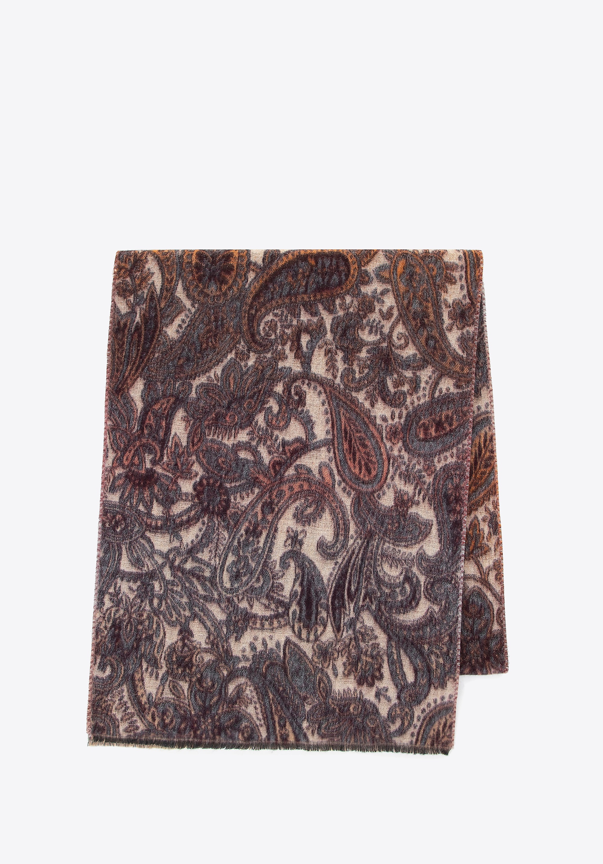Szal w motyw orientu brązowo - beżowy