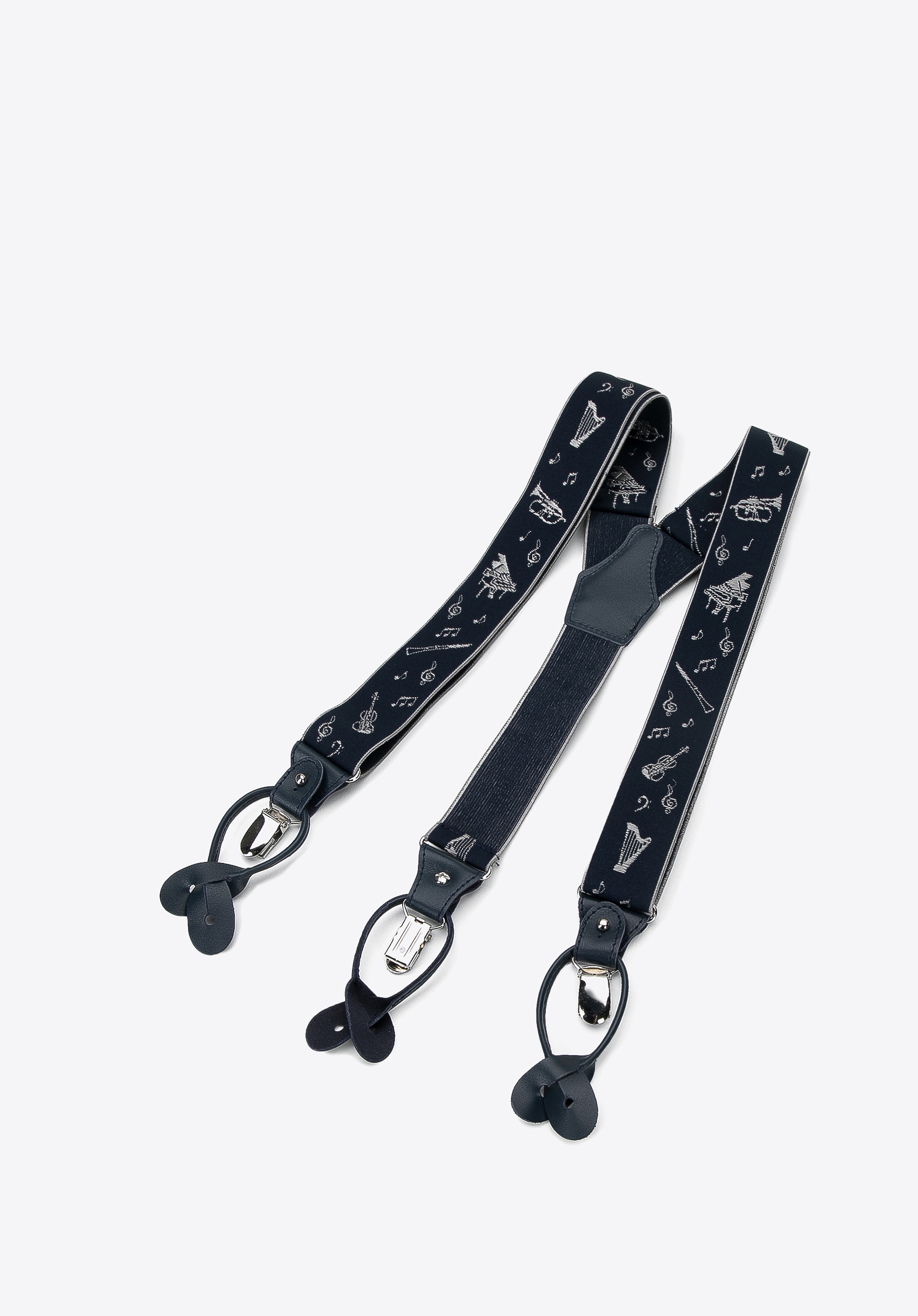 Męskie szelki do spodni granatowo-srebrne