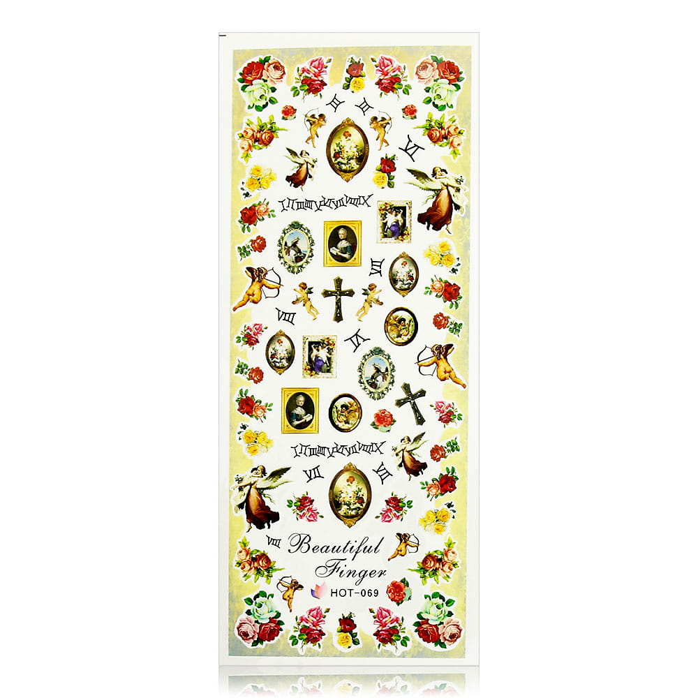 Naklejki wodne do paznokci arkusz 12,5 x 5,5 cm hot Nr 069