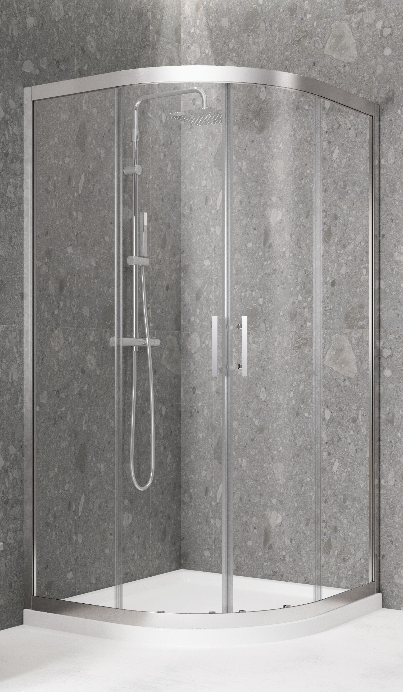 Darmowa Dostawa - Kabina prysznicowa półokrągła 90x80 cm srebrny Novellini Kali KALIR80901B