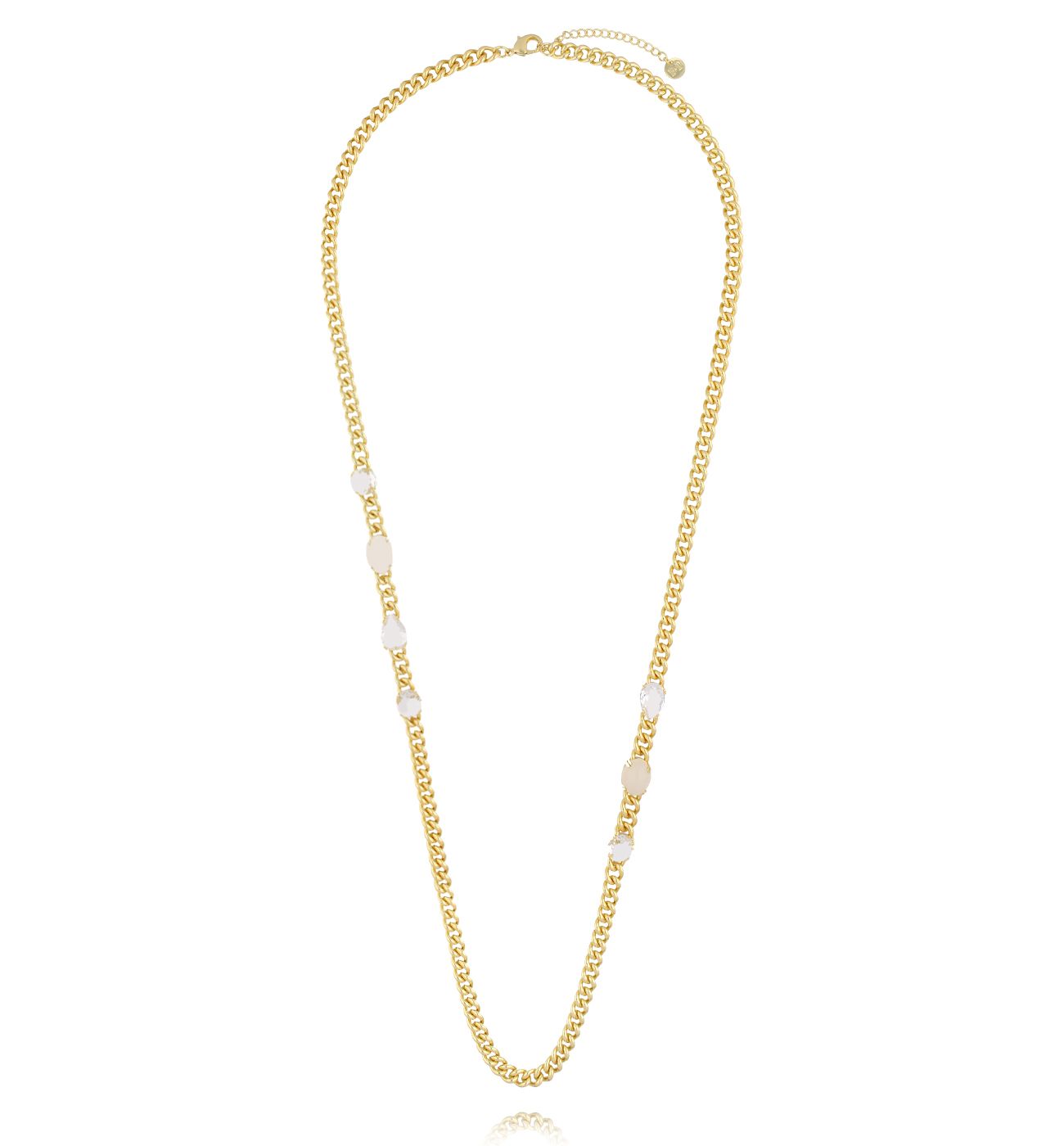 Naszyjnik łańcuch z białymi kryształkami NS0407