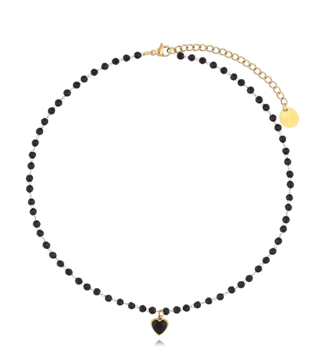 Naszyjnik czarny z serduszkiem NSY0114 - By Dziubeka