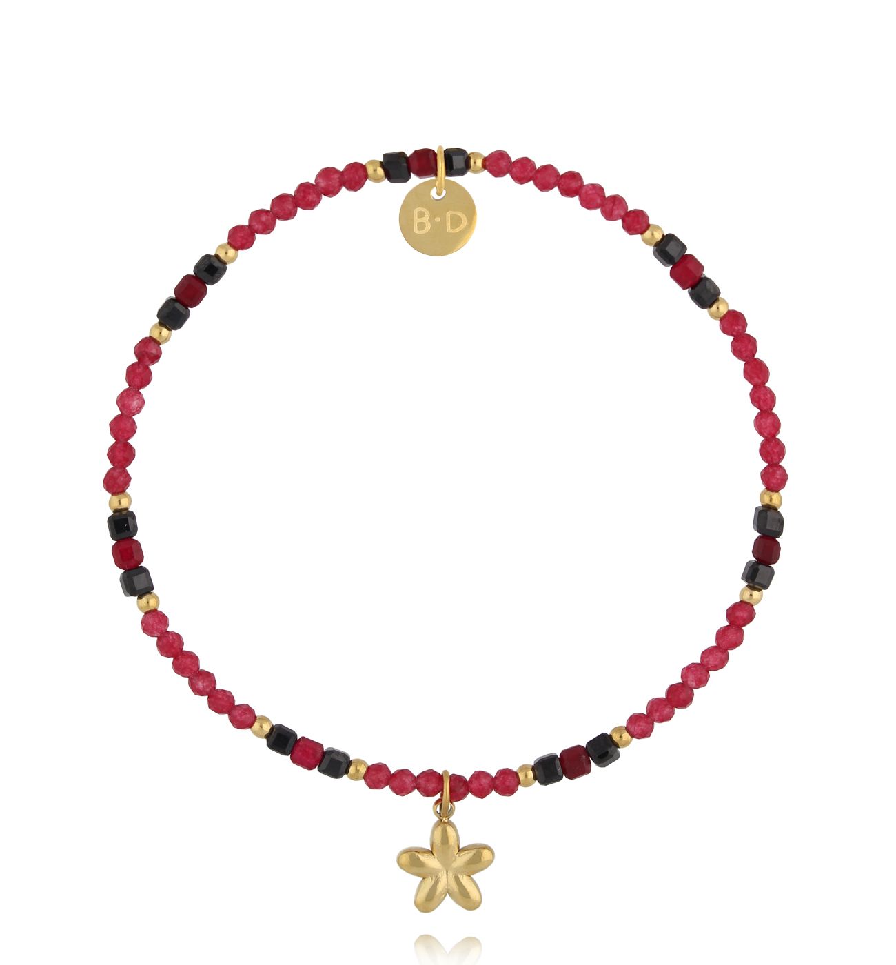 Bransoletka z jadeitu i zawieszką kwiatuszka BTW3527