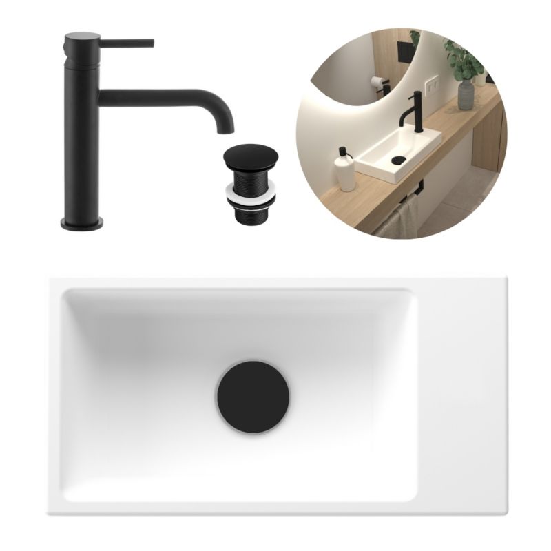 Umywalka Sora Zestaw GranMaster - biała wraz z baterią i korkiem klik klak 1szt.