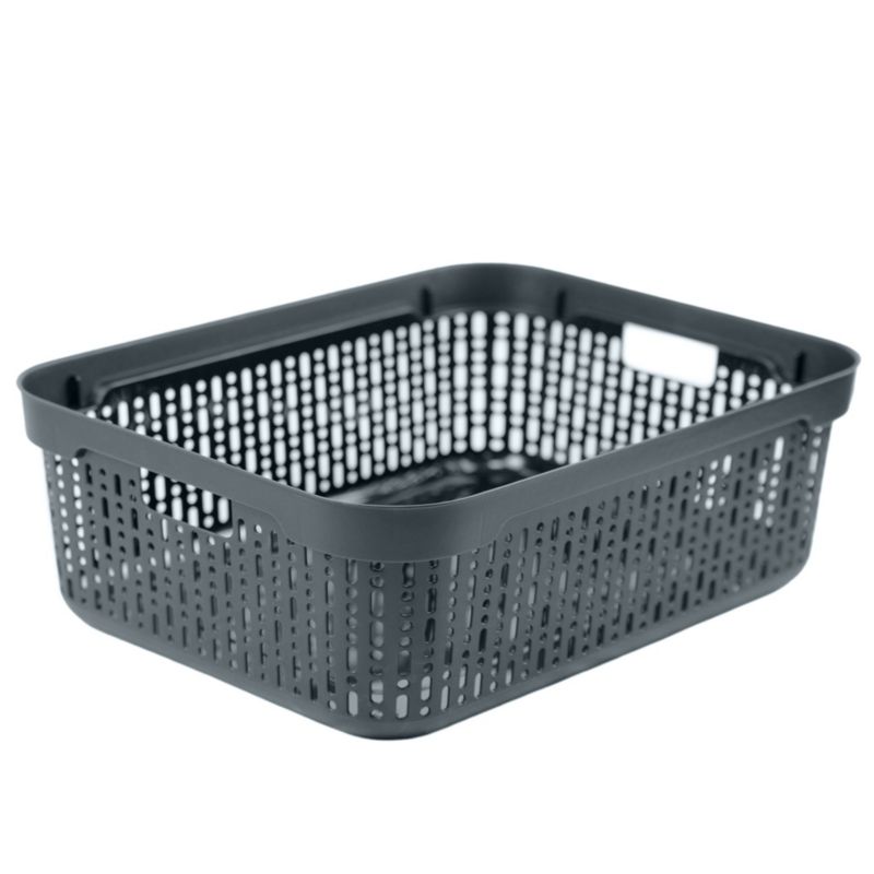 Koszyk EDANTI Koszyczek Ażurowy Plastikowy Na Kosmetyki Do Łazienki Pojemnik Z Pokrywką Zamykany Z Dziurkami Szary XL 1 szt.