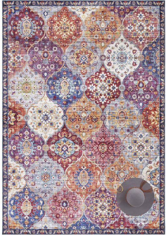 Dywan Elle Decoration płasko tkany do salonu 80x150cm,orientalny wielokolorowy wzór 1 szt.