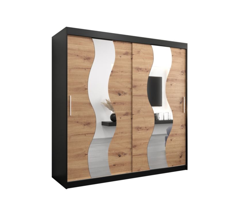 Szafa przesuwna Abiks SEWILLA 200 czarny mat + dąb artisan 1 szt.