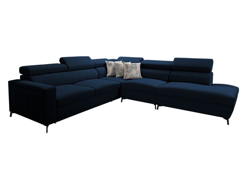 Narożnik z funkcją spania MIRJAN 24 Baltico VIII prawy granatowy/wzór w liście 1 szt.