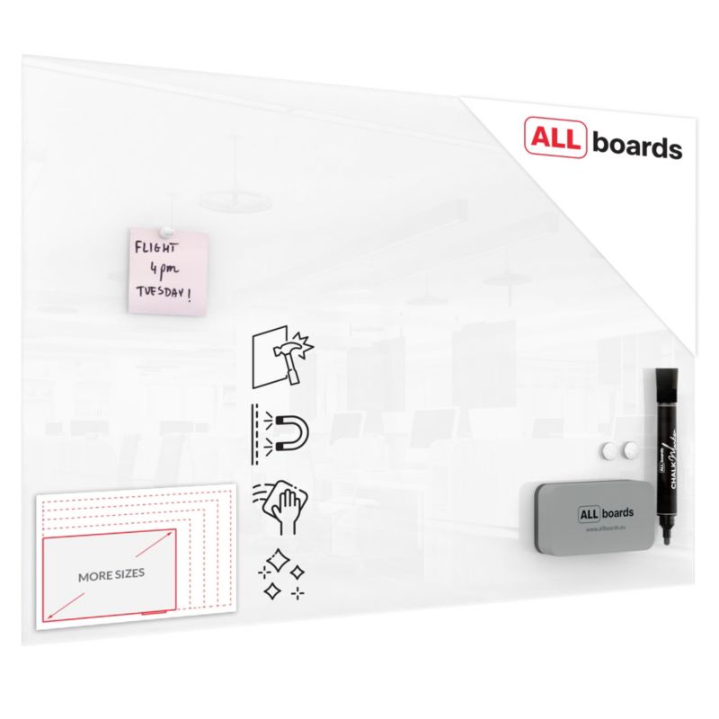 Szklana tablica magnetyczna ALLboards 90x60 cm premium superwhite 1 szt.
