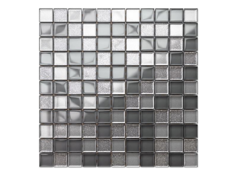 Mozaika szklana Ilcom szara, silver, silver brokat 30x30cm 1 szt.