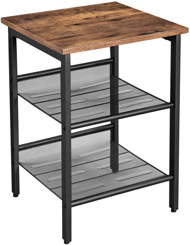 Stolik nocny Songmics z 2 półkami w stylu loft brązowy 1 szt.