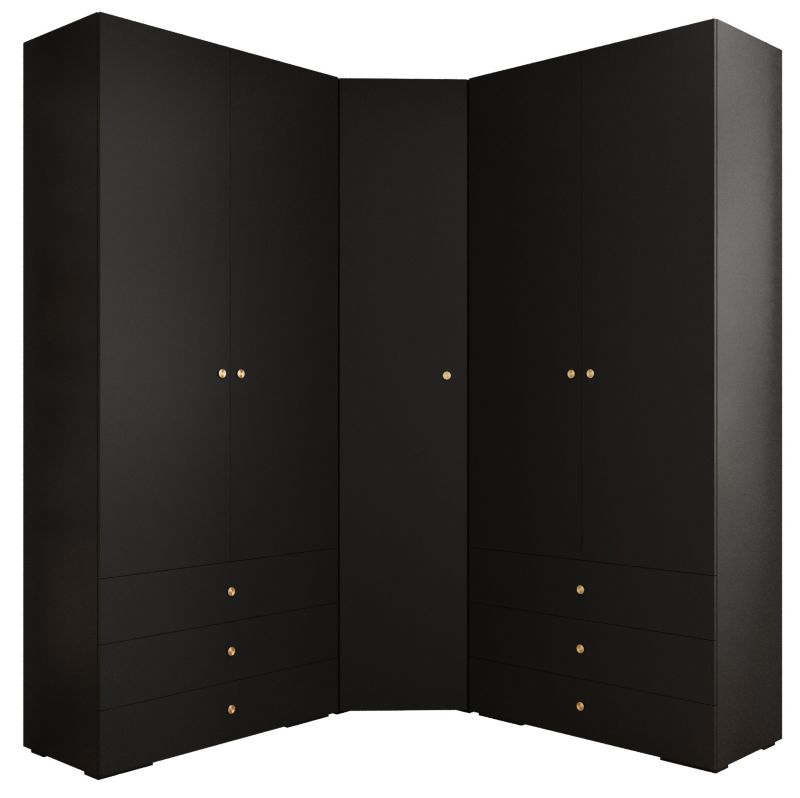 Garderoba wysoka do przedpokoju Abiks INOVA 2 Z7 czarny+złoty 1 szt.