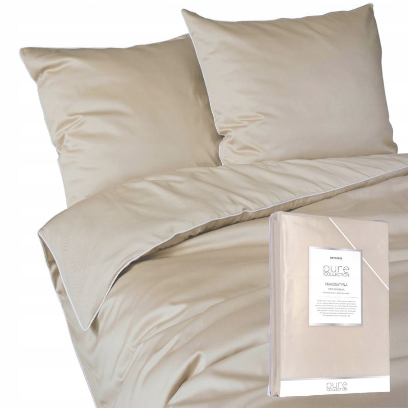 Pościel Detexpol Pure 160x200cm + 2x poszewka 70x80cm z bizą bawełna piaskowobeżowa 1 kpl.