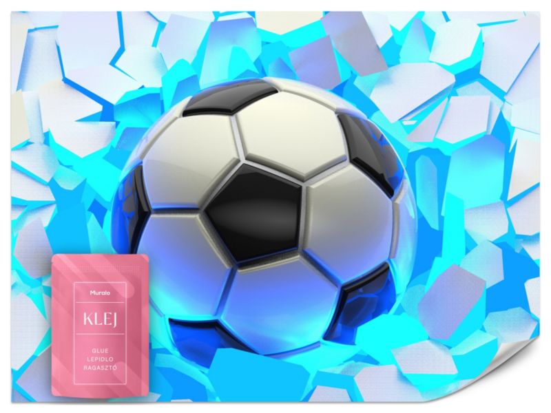 Fototapeta Muralo Piłka Nożna Wychodząca ze Ściany 100x70 cm 1szt.