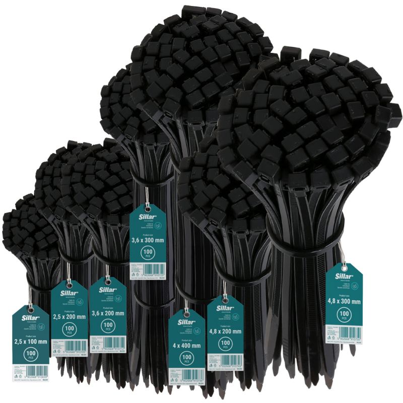 Opaski zaciskowe, Sillar, trytytki, zaciski kablowe, do rur, 7rodzajów, 700szt