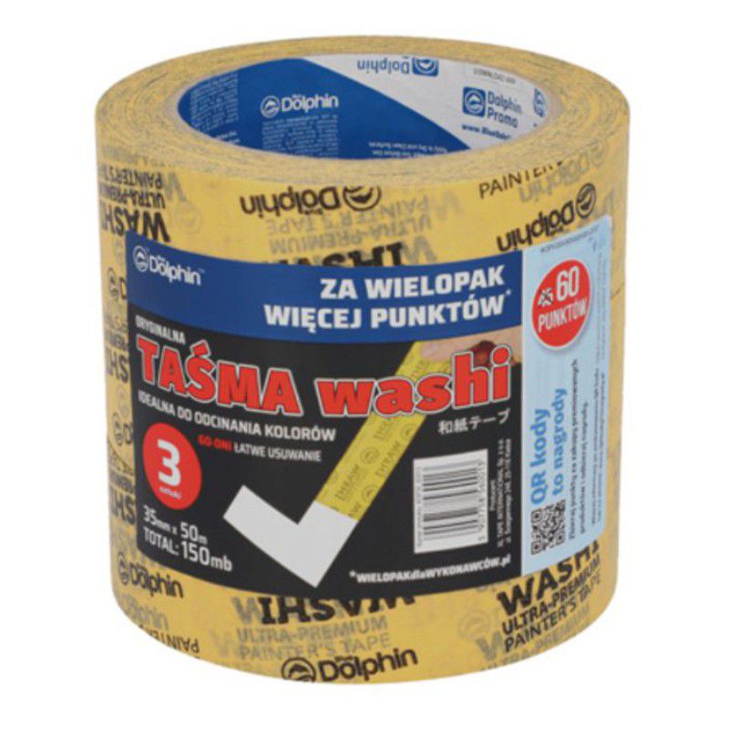 Wielopak taśm Washi do precyzyjnego odcinania kolorów, Blue Dolphin, 3 x 35mm x 50m