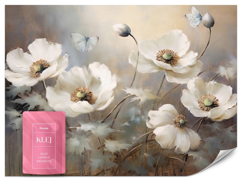 Fototapeta Muralo Abstrakcyjne Białe Maki 100x70 cm 1szt.