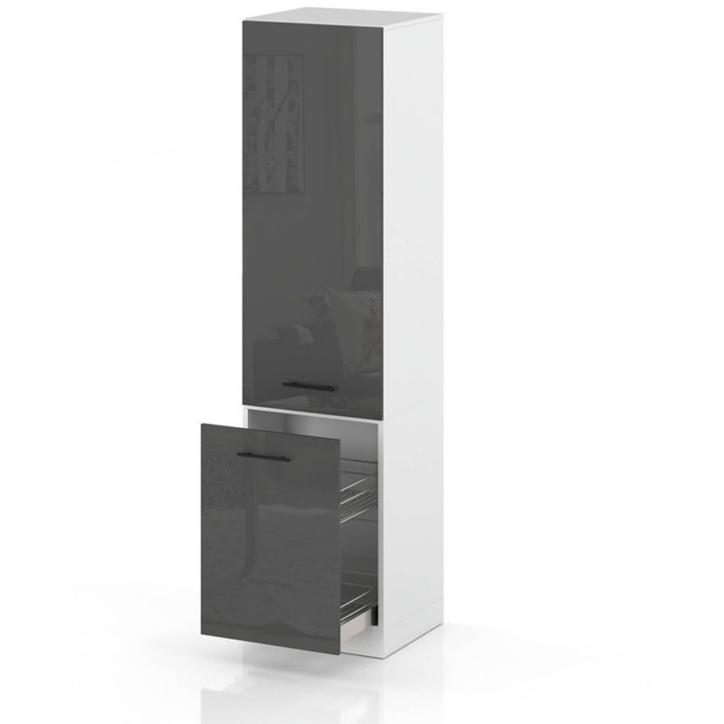 Szafka Kuchenna Hurtownia-Mebli Stojąca Cargo S60 CARGO sPremium 60cm Biały Mat Szary Połysk 60x58x211 cm 1szt.