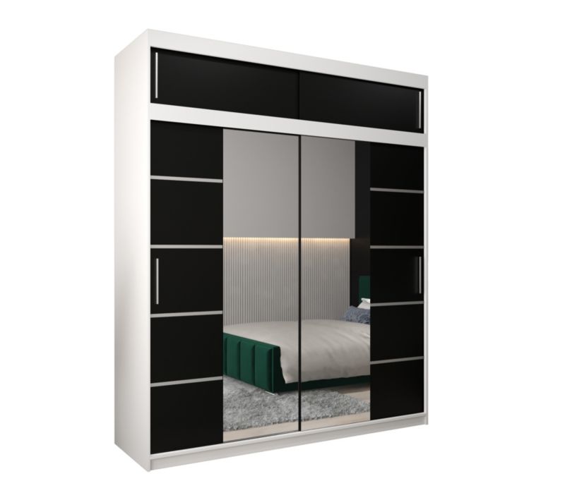 Szafa przesuwna Abiks Verona 4 200 biały + czarny z nadstawką 1 szt.