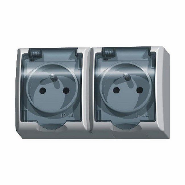 Gniazdo podwójne Ospel Fala natynkowe z uziemieniem dymne