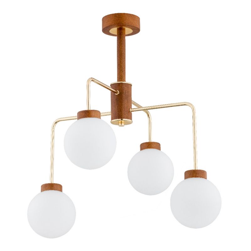 Lampa wisząca Alfa CHOKO jasne drewno-biała-złota 4xE14x10W wym:63x60x60cm IP20 -1 szt.