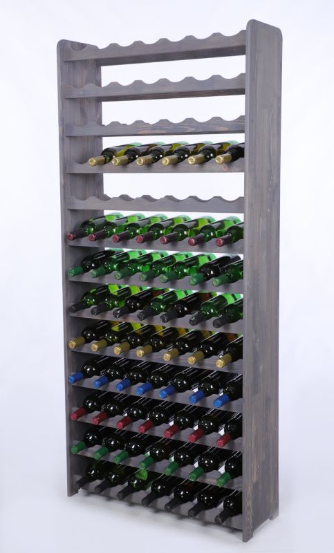 Stojak na wino MODO24 drewniany na 91 butelek 164 x 73 x 25 cm szary 1 szt.