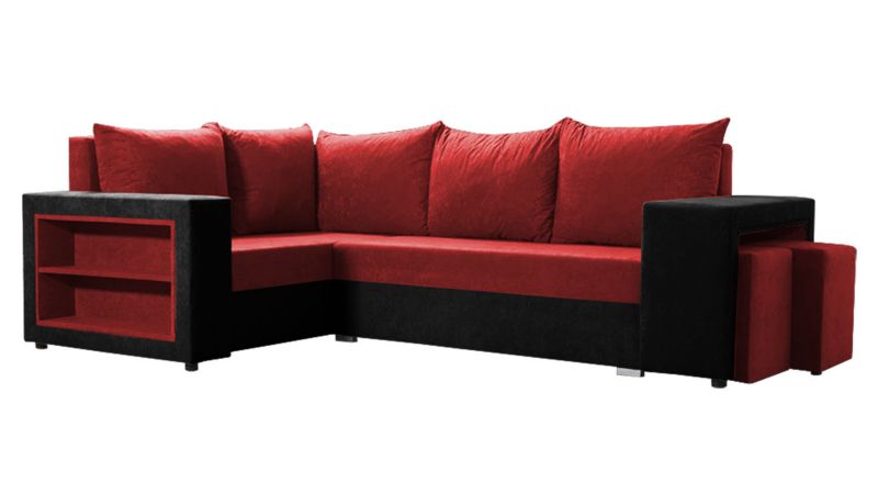 Narożnik rozkładany MIRJAN 24 Milano lewy czarny + poziomkowy 1 szt.