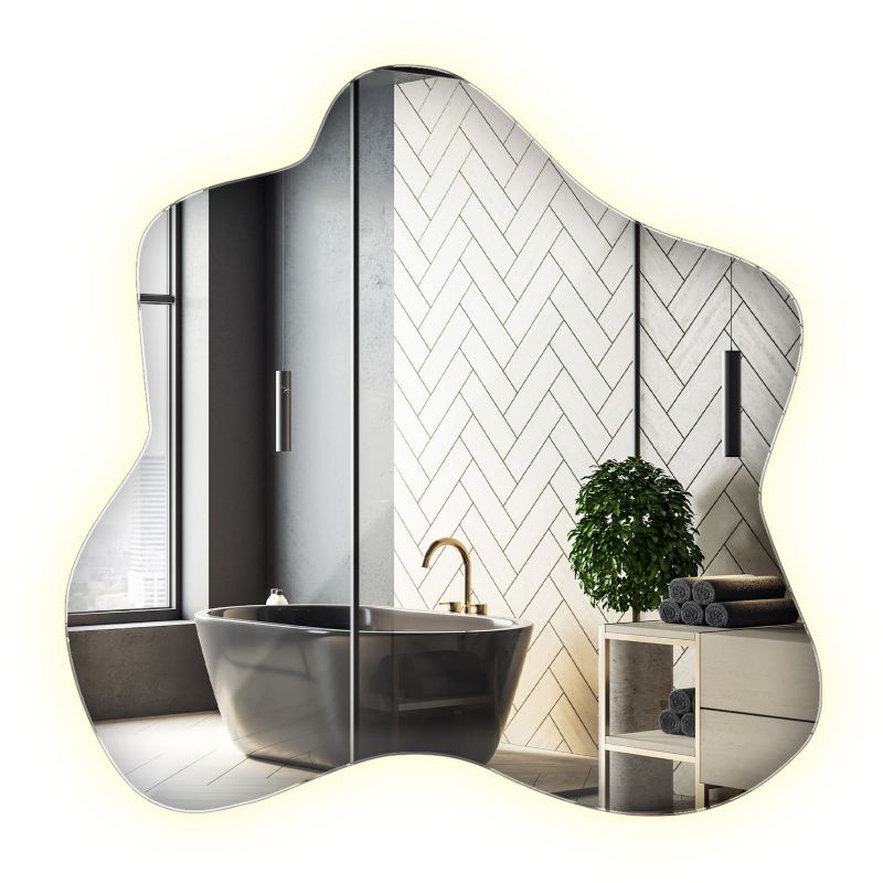 Unikalne Nieregularne Lustro Ścienne Wallfluent 77x77 cm Neutralne Światło 1 szt.