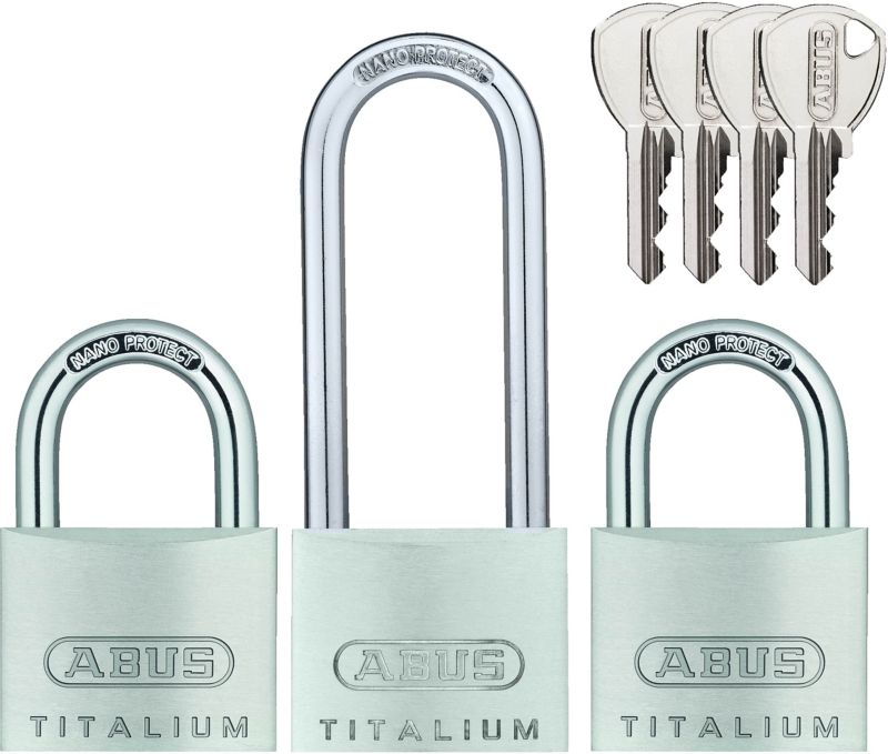 Zestaw 3 kłódek pałąkowych Abus na 1 klucz 40 mm HB63TB