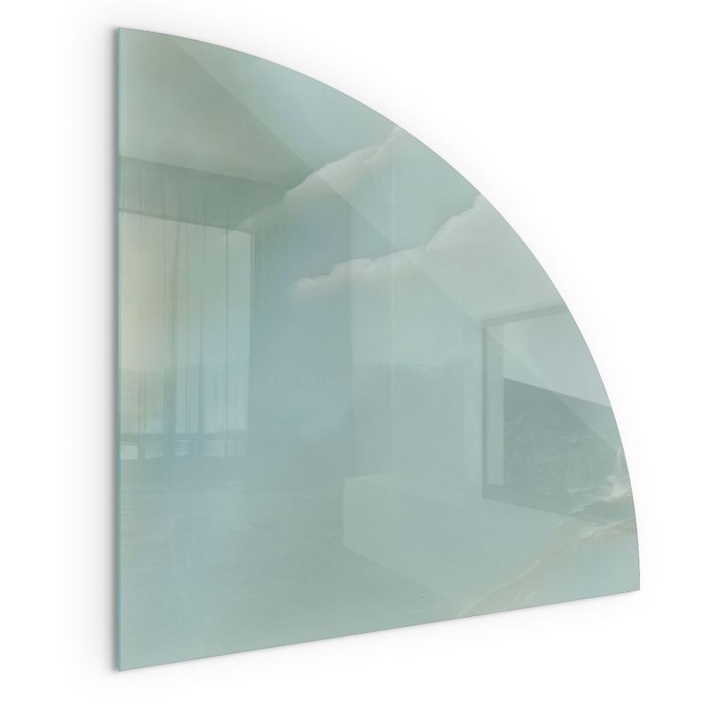 Szklana Podkładka Pod Kominek Ćwiartka Wallfluent 100x100 cm Subtelny marmurowy motyw 1 szt.