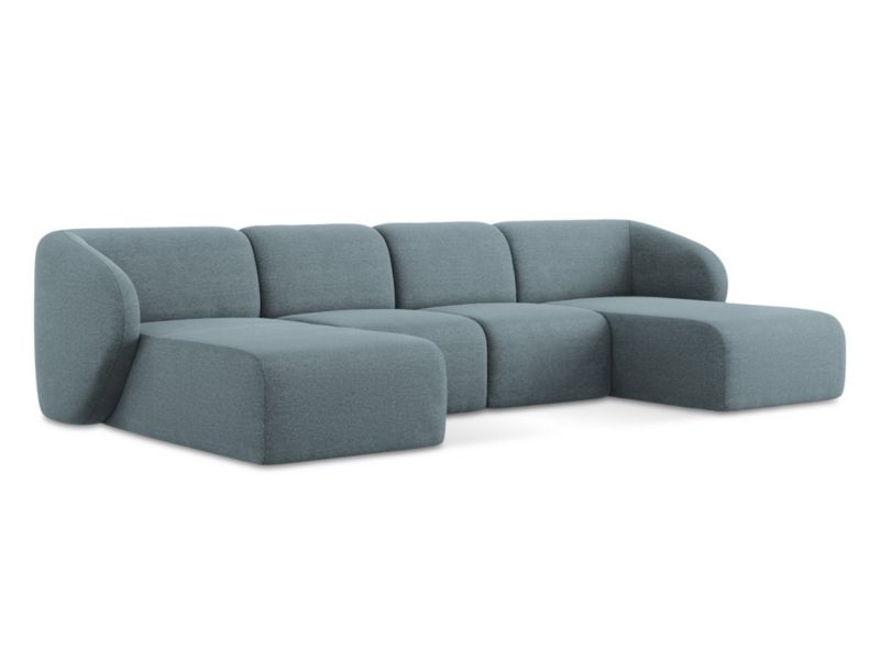 Sofa panoramiczna LaMiaSofa CERVO z tkaniny bouclé 370x170 cm jeans 1 szt.
