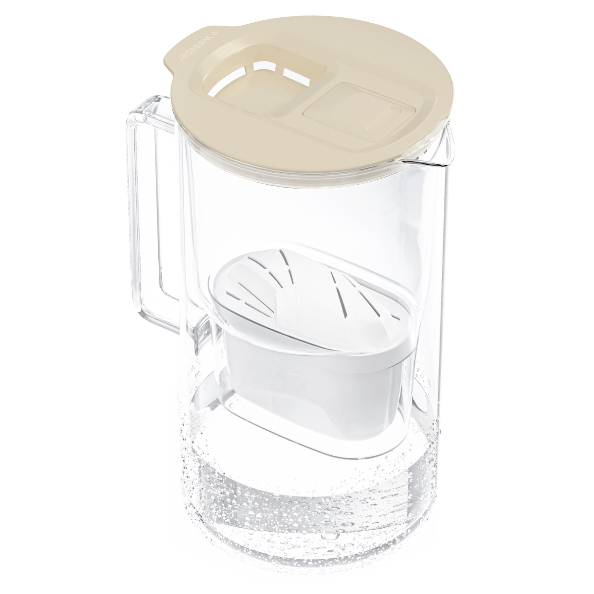 Szklany mały dzbanek filtrujący 2l Wessper D4 MINI, beżowy.