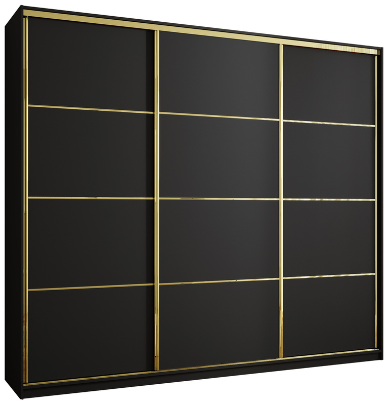 Czarna szafa przesuwna 280 cm GOLD NEW MAX