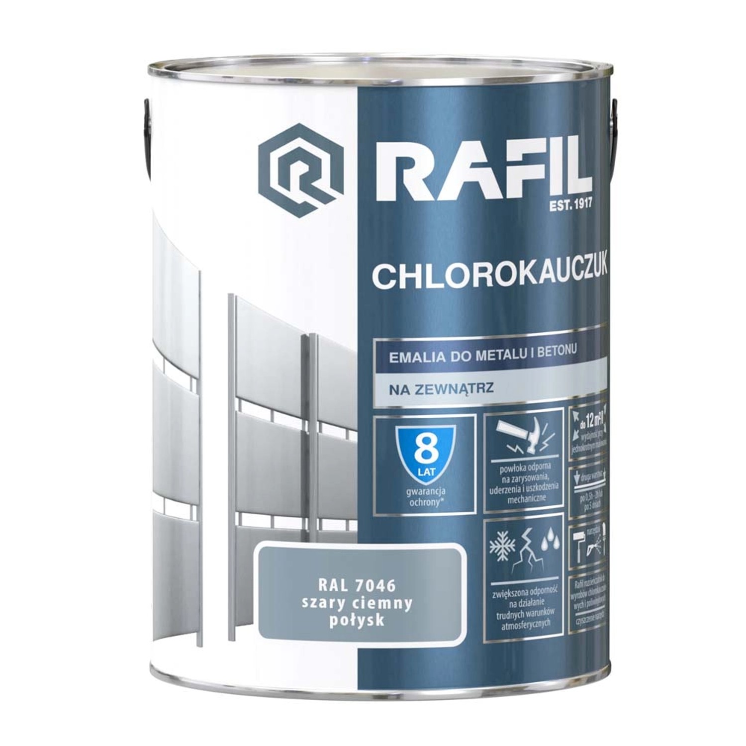 Emalia Rafil chlorokauczukowa szary RAL7046 5L