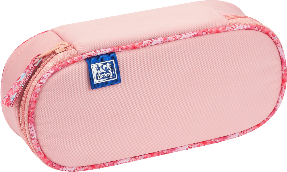 Piórnik z klapką Oxford Flowers, bez wyposażenia, 23.5x8.5x5cm, poliester, pomarańczowy pastelowy